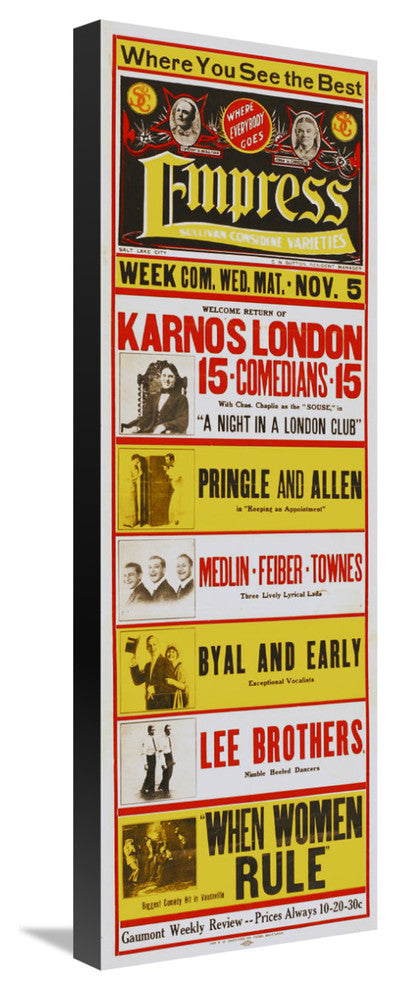 Charlie Chaplin, Early Vaudville At The Empress, 10x30