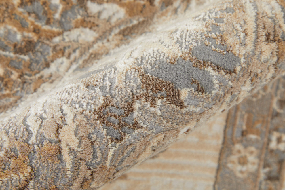 Neoma Traditional Bordered, Tan/Ivory/Brown, 12'x15' Area Rug