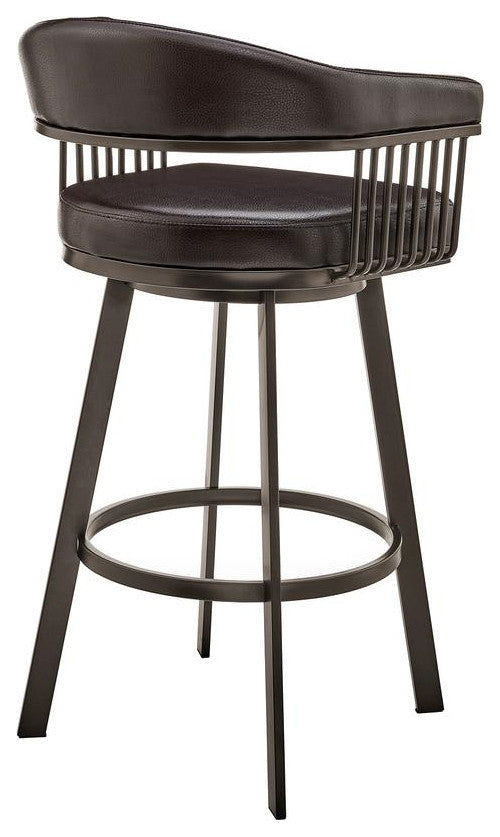 Bronson 30 Bar Height Swivel Bar Stool in Java Brown Finish and Chocolate...