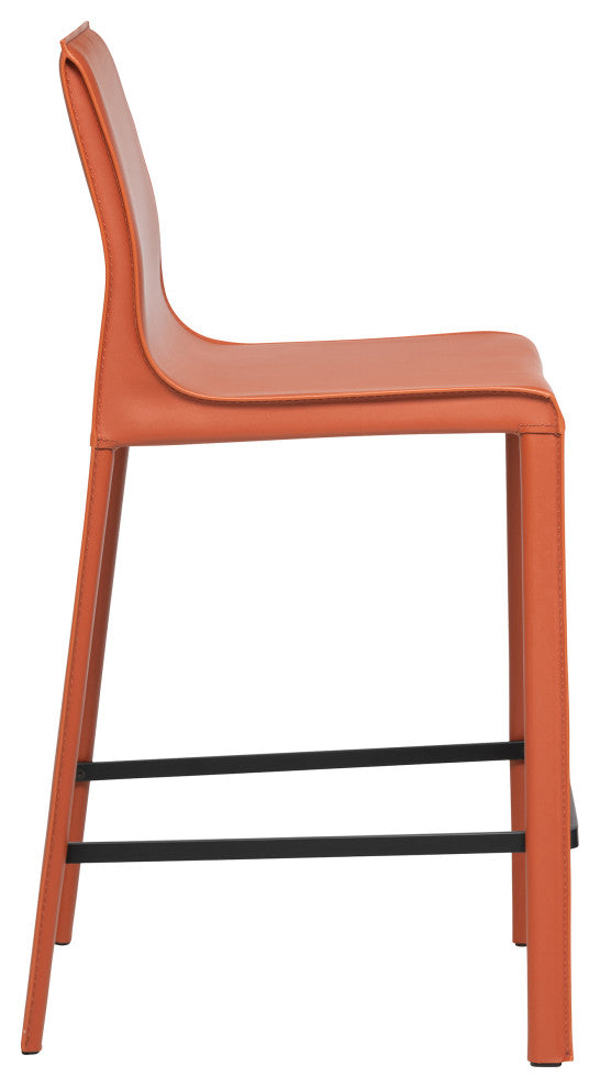 Elite Living Stan Leather 26" Counter Height Bar Stool, Orange