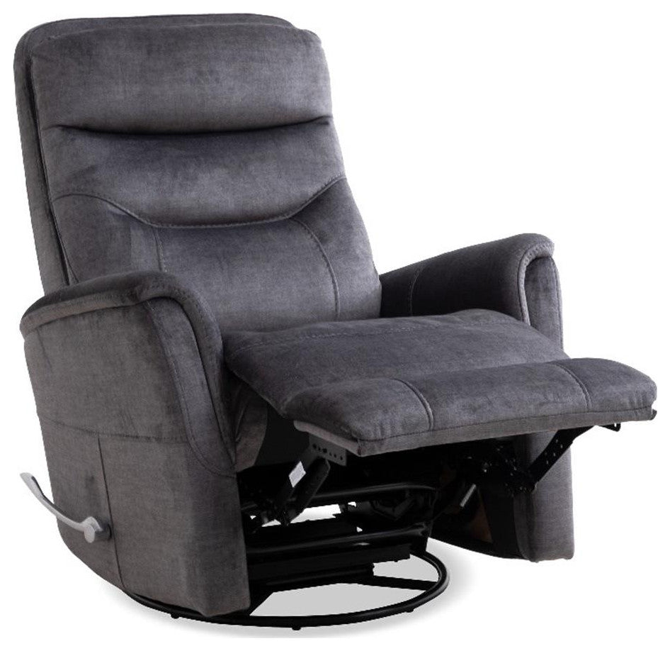 Home Square 34.5" Fabric Swivel Glider Recliner in Capri Charcoal - Set of 2