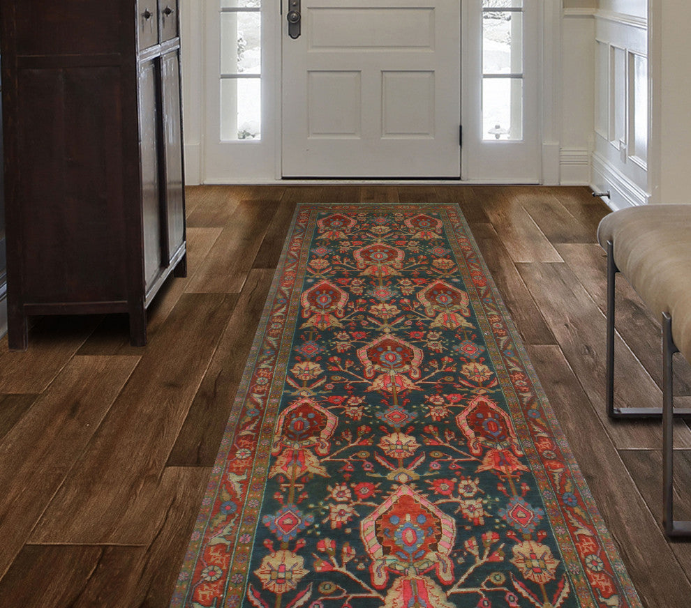 Fine Vintage Distressed Wayman Red/Brown Runner, 3'5x13'7