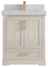Boston 30" Single Sink Bath Vanity in Fine Grain 2" Carrara Quartz
