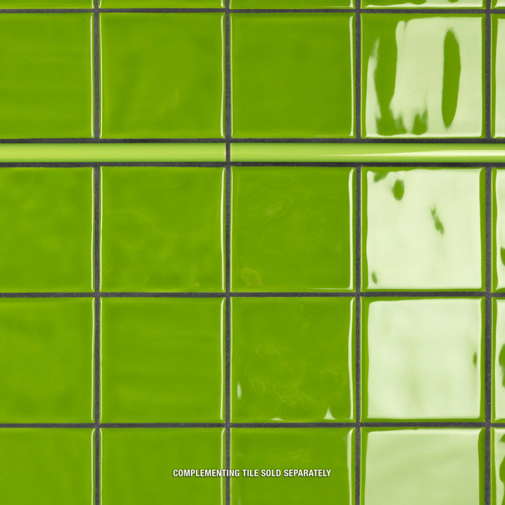 Twist Square Ceramic Mosaic Tile, Green Kiwi