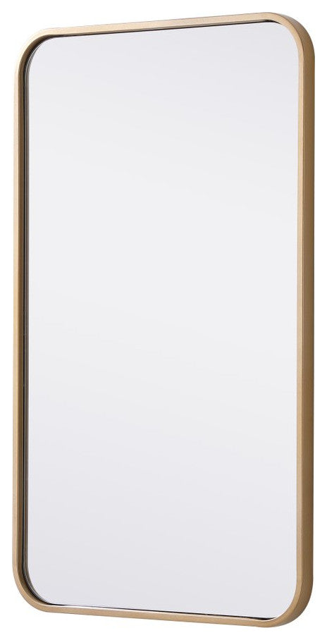 Ellis Soft Corner Metal Rectangular Mirror, Brass, 18"x30"