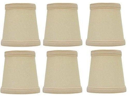 Beige Silk 4" English Barrel Clip-on Chandelier Lampshades, Set of 6