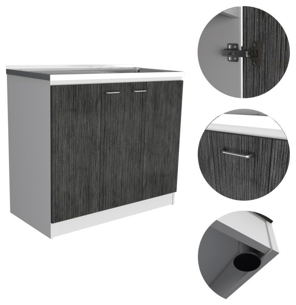 Oklahoma Utility Sink And Cabinet, White Smokey Oak
