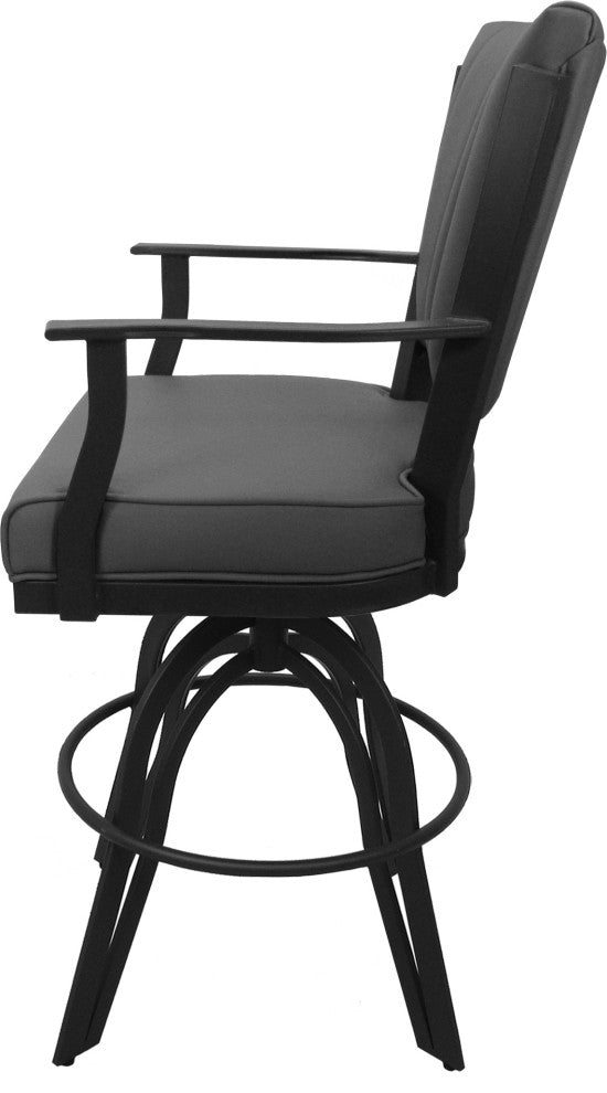Leather Swivel Tilt Metal Bar Stool - Montana on A-Base, Gray Leather on Gray, 26"