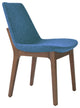 Eiffel Wood Dining Chair, Solid Beach Walnut Color Base, Sky Blue Camira Wool