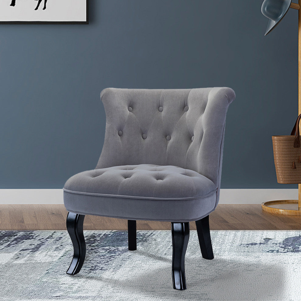 Jane Uphlostered Ottoman Accent Chair, Gray