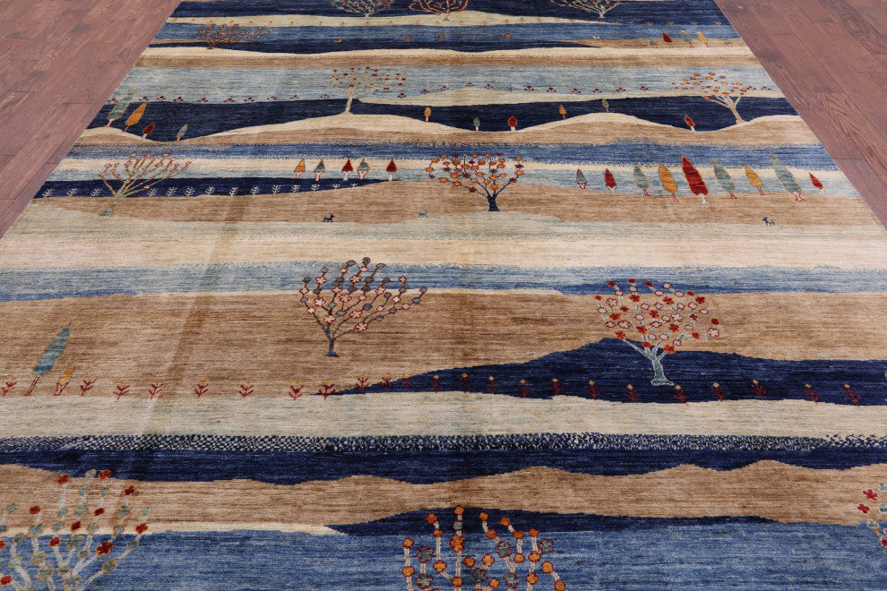 9' 1" X 12' 0" Hand Knotted Tribal Persian Gabbeh Rug Q7930