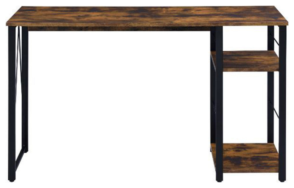 2 Tier Shelf Writing Desk, Weathered Oak and Black
