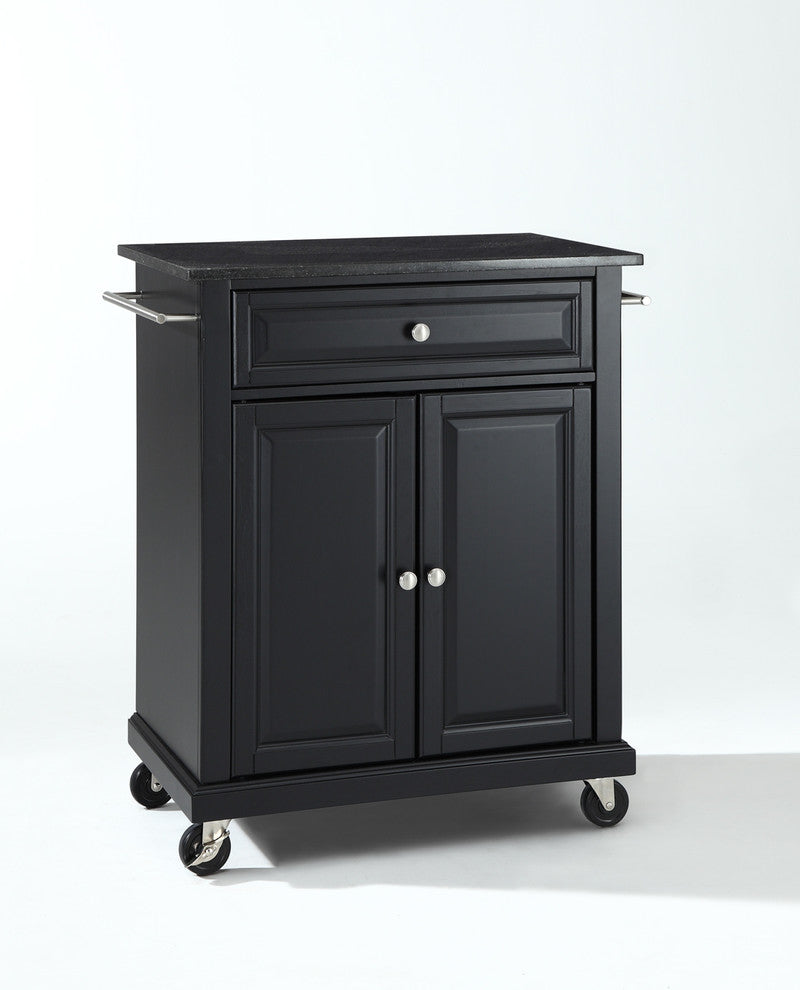 Crosley Furniture Solid Granite/Wood Portable Kitchen Cart in Black