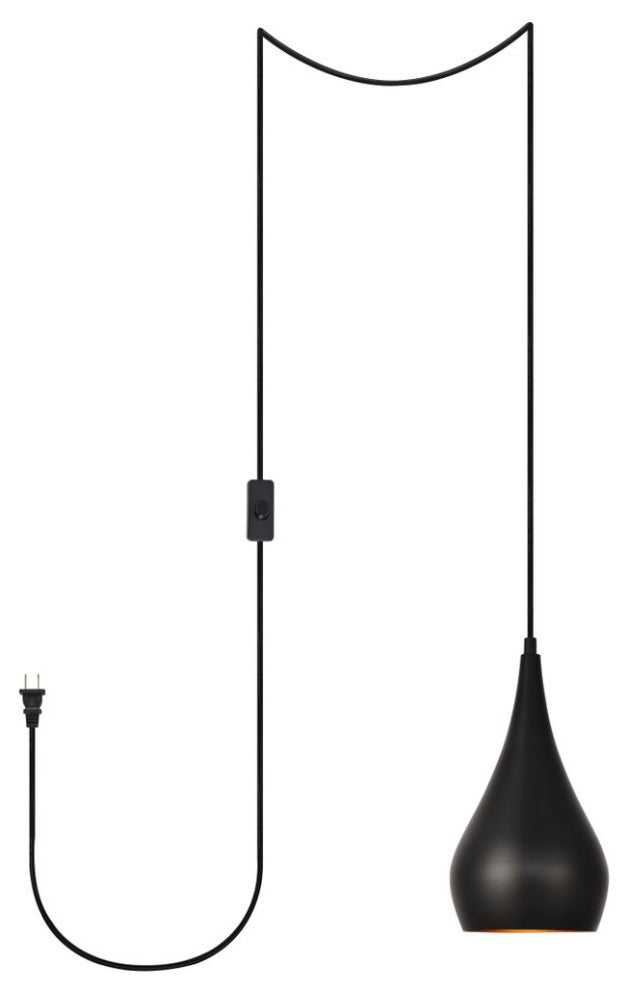 Nina 1-Light Black Plug-In Pendant