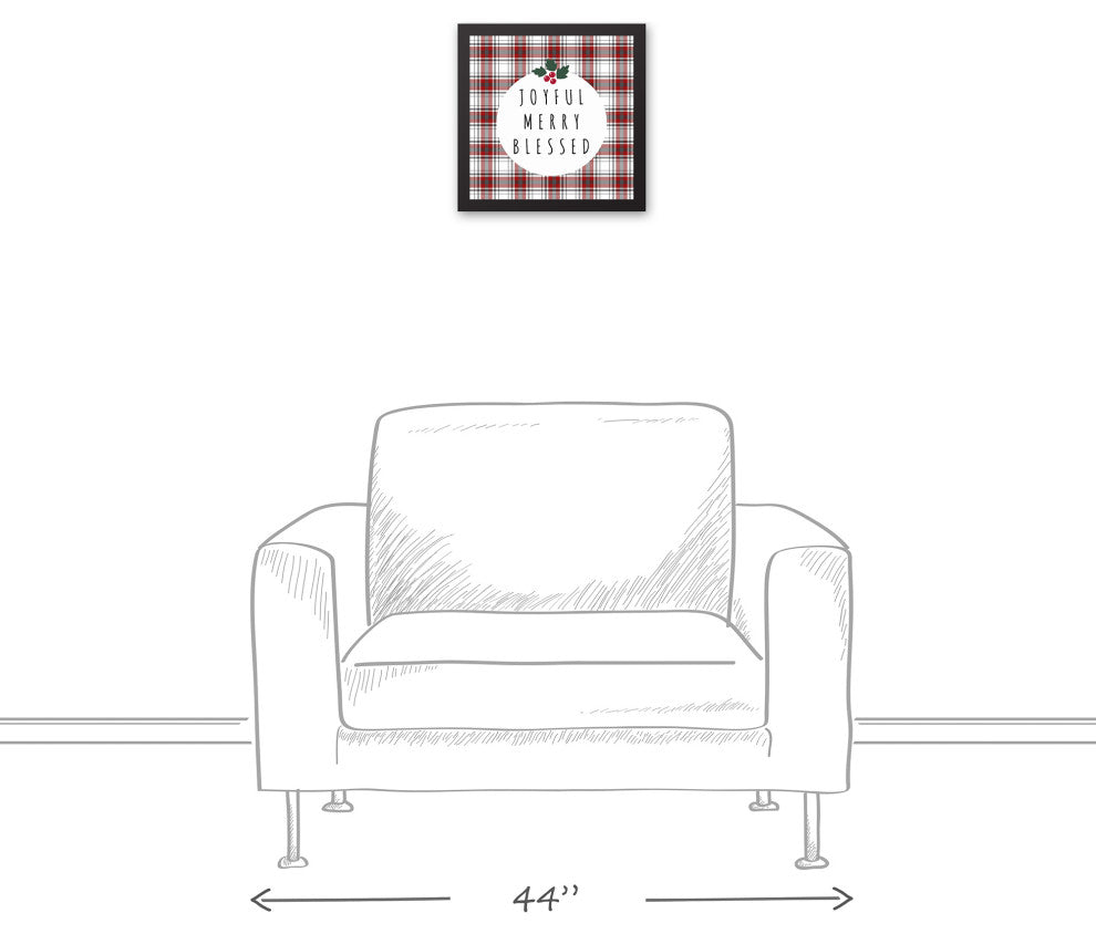 Joyful Merry Blessed 13.73x13.73 Black Framed Canvas