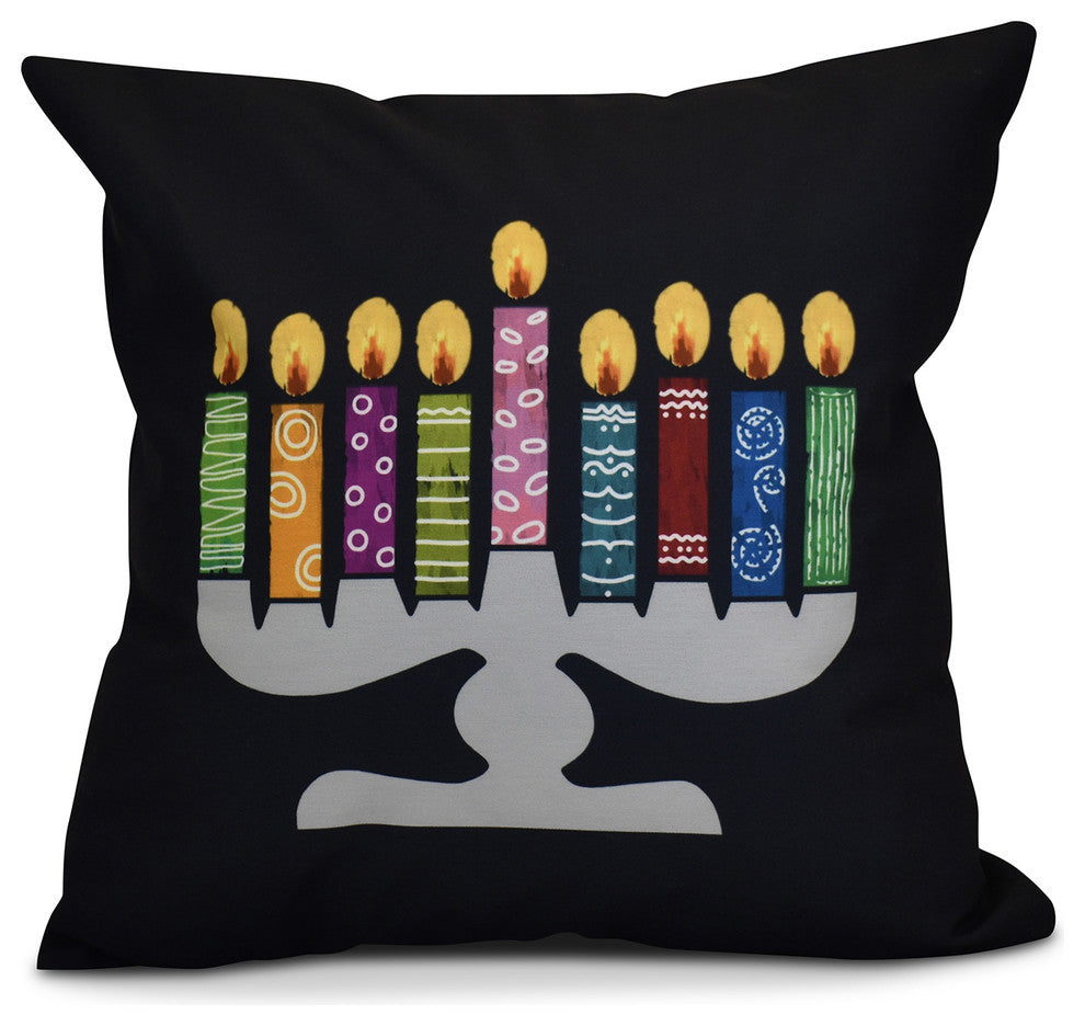 Decorative Holiday Pillow Geometric, Navy Blue, 16"x16"