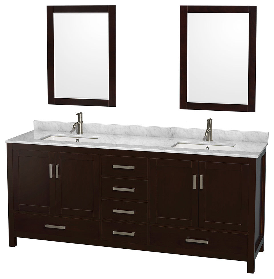Wyndham WCS141480DESCMUNSM24 Wood Dual Bathroom Vanity in Espresso