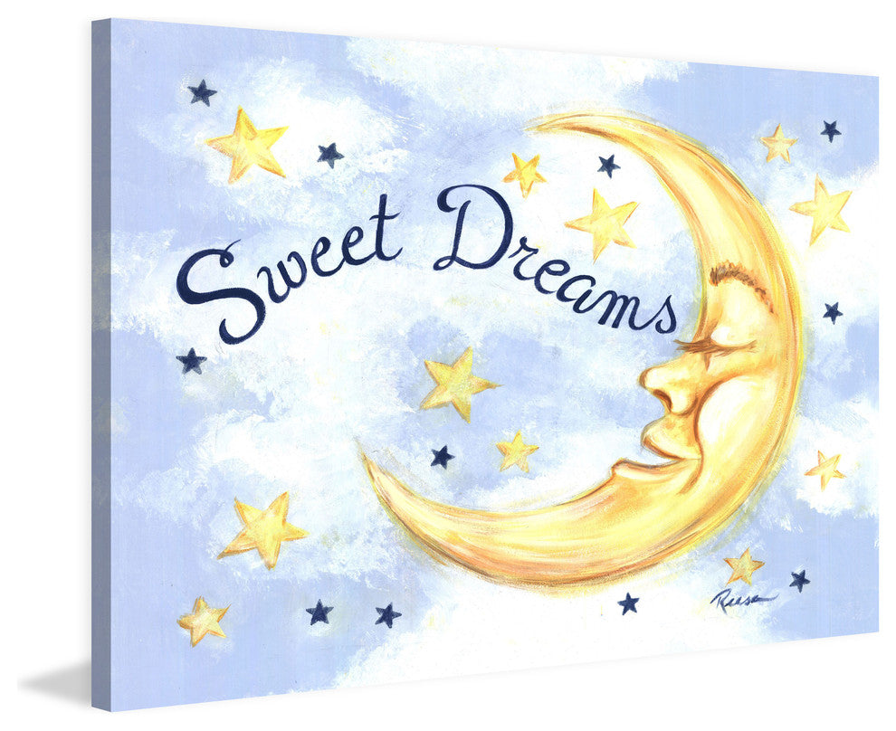 Marmont Hill, "Sweet Dreams Moon" by Reesa Qualia Print on Wrapped Canvas, 45x30