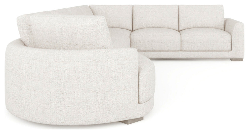 Laguna 166" Modular Feather-Cushion Sectional Sofa, Wheat Cream Beige Polyester Tweed, Left-Arm Facing