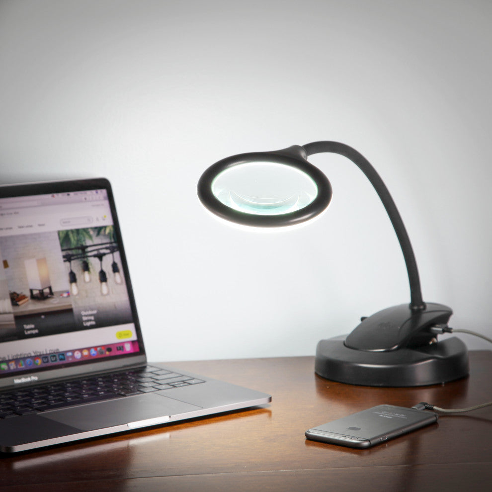 Brightech LightView Pro Flex Magnifying Lamp - 2 in 1 Clamp Table & Desk Lamp, B