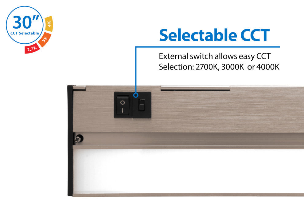 NUC-5 Series Selectable LED Under Cabinet Light, Nickel, 30