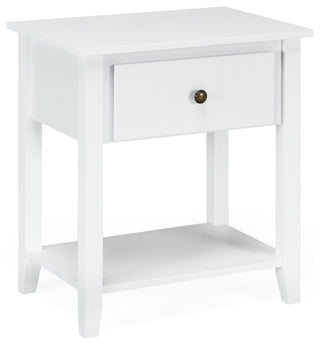 Costway Nightstand Beside Table Chest Sofa Table End Table Accent Table White