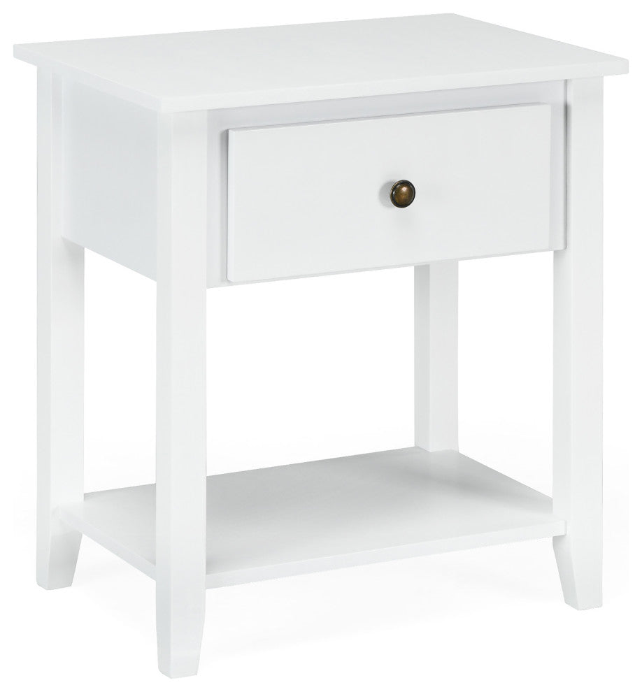 Costway Nightstand Beside Table Chest Sofa Table End Table Accent Table White