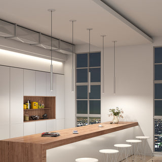 Pillar Cylindrical LED Pendant, Sand Blasted Aluminum