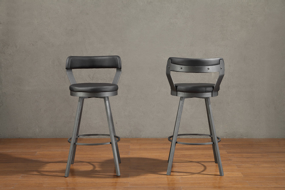 Sonya Pub Height Swivel Stools, Set of 2, Black
