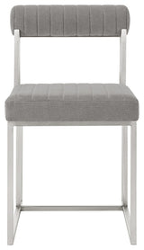 Kai Anastasia Glass Dining Table 5-Piece Set, Light Gray Fabric Chairs