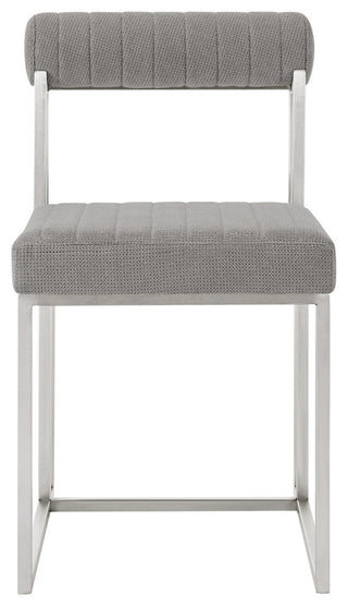 Kai Anastasia Glass Dining Table 5-Piece Set, Light Gray Fabric Chairs