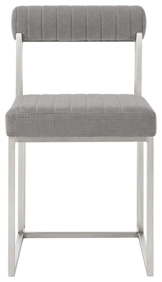 Kai Anastasia Glass Dining Table 5-Piece Set, Light Gray Fabric Chairs