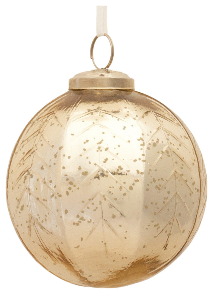 Ribbed Mercury Glass Ball Ornament, 6-Piece Set