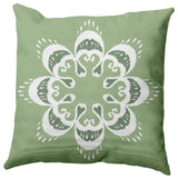 Ikat Mandala Decorative Throw Pillow, Sage Green, 16x16"