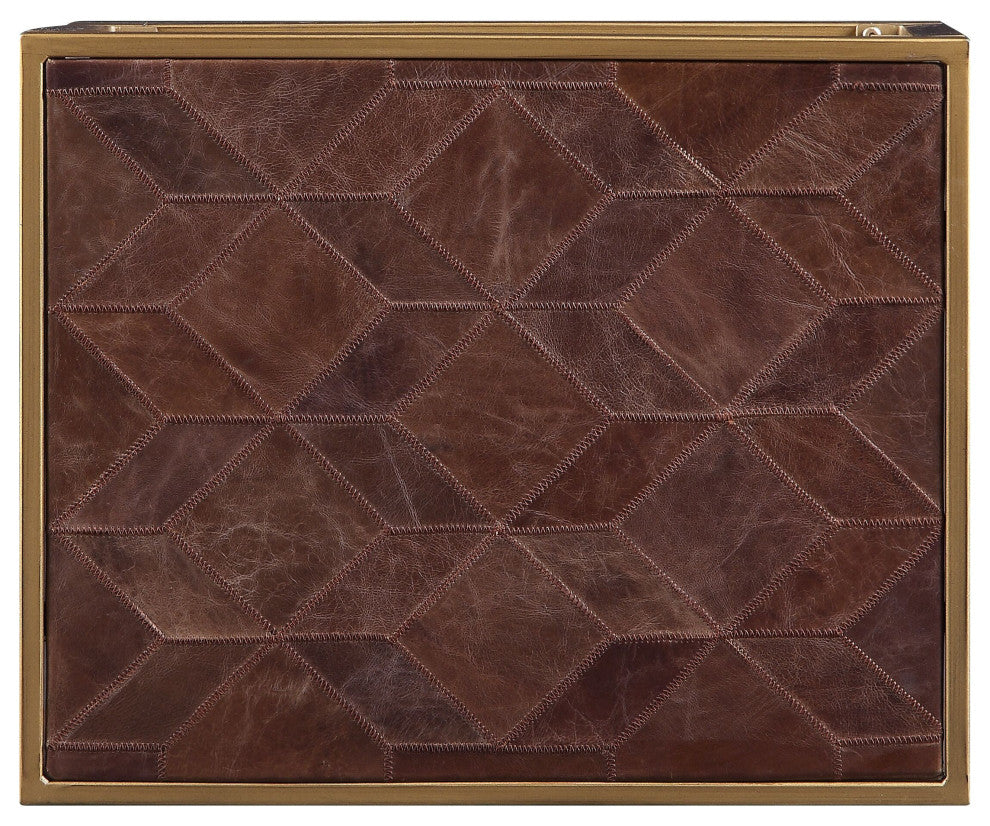 Genevieve End Table, Retro Brown Top Grain Leather