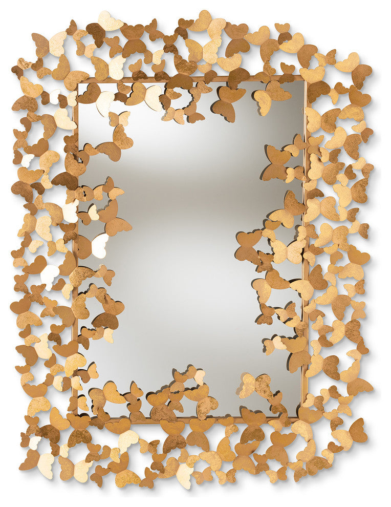 Beline Antique Gold Butterfly Accent Wall Mirror