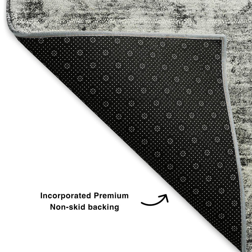 Premium Machine Washable Mayfield AMF651 Silver 8' x 8' Round Rug