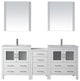 Virtu Dior 78" Double Bathroom Vanity, White, Polished Chrome Faucet, Mirrors
