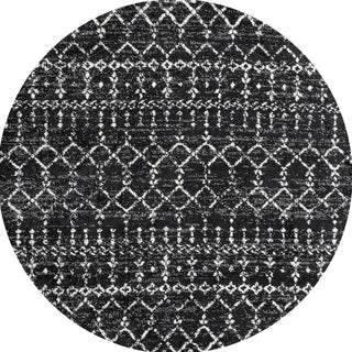 Moroccan HYPE Boho Vintage Diamond Black/Ivory 6' Round Area Rug