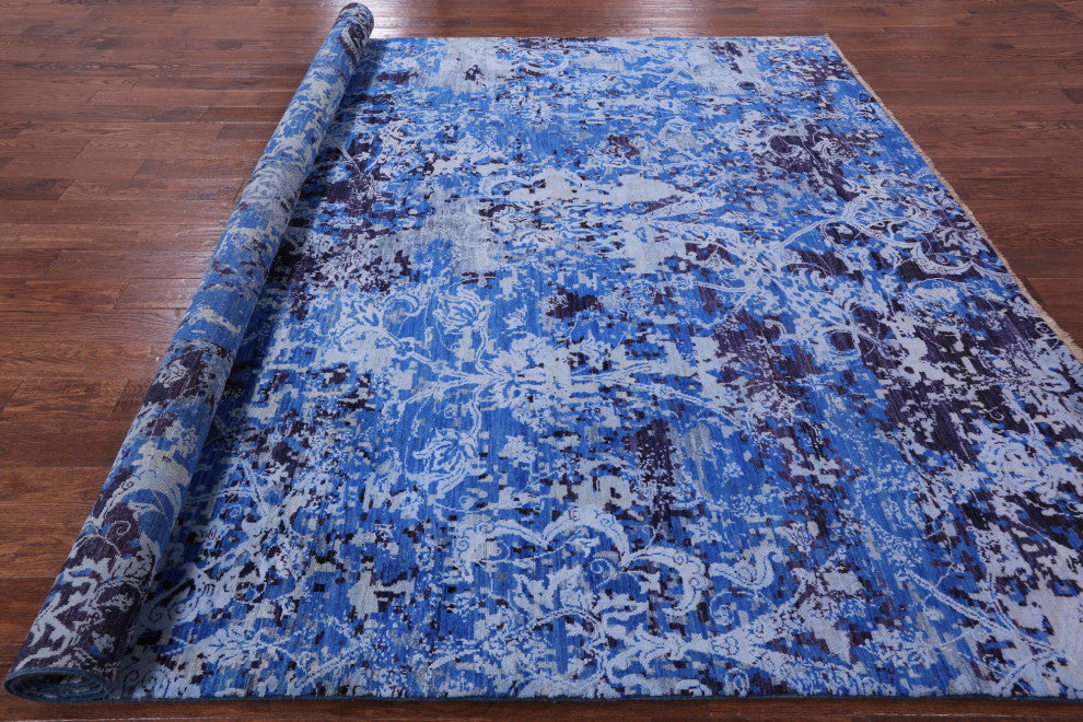 Modern Wool and Silk Hand Knotted Rug 9' 1" X 12' 1" Q10322