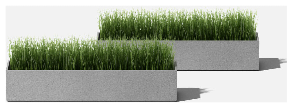 GEO Series Plastic Planter, Grey, Short, 2 Pack