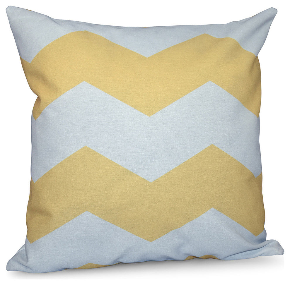 Geometric Decorative Outdoor Pillow, Lemon, 18"x18"