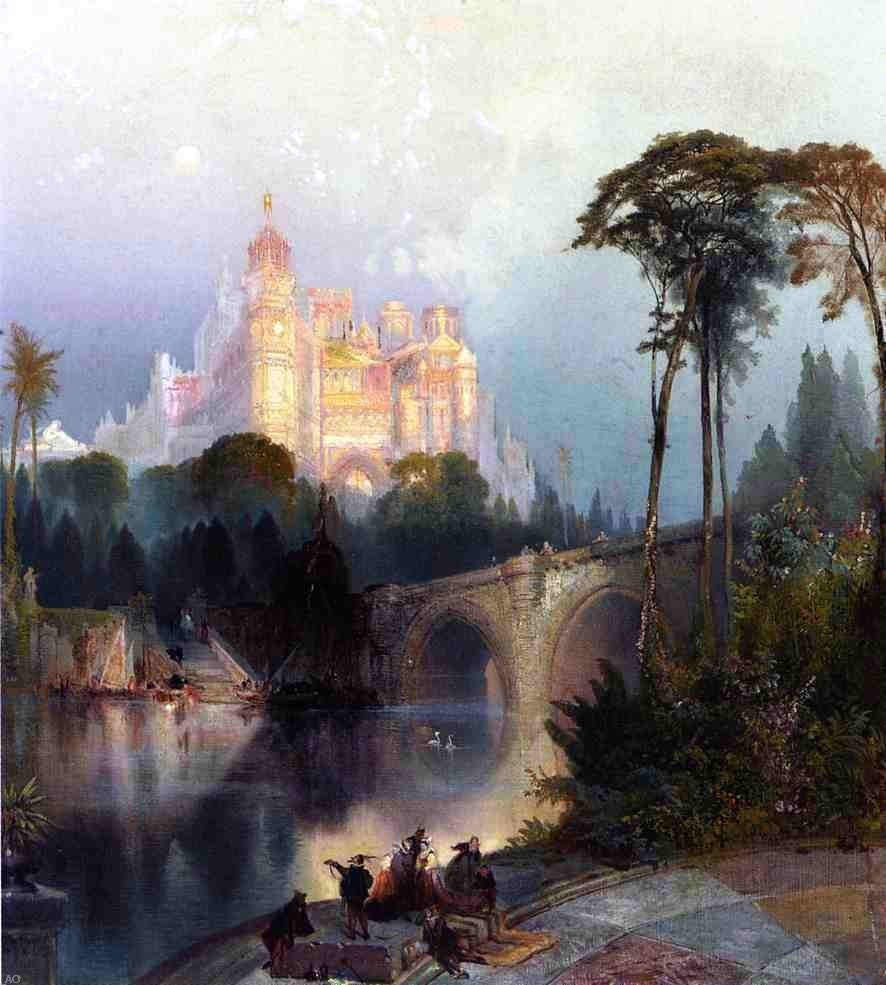 Thomas Moran Fantastic Landscape, 20"x25" Gallery Wrapped Canvas Print