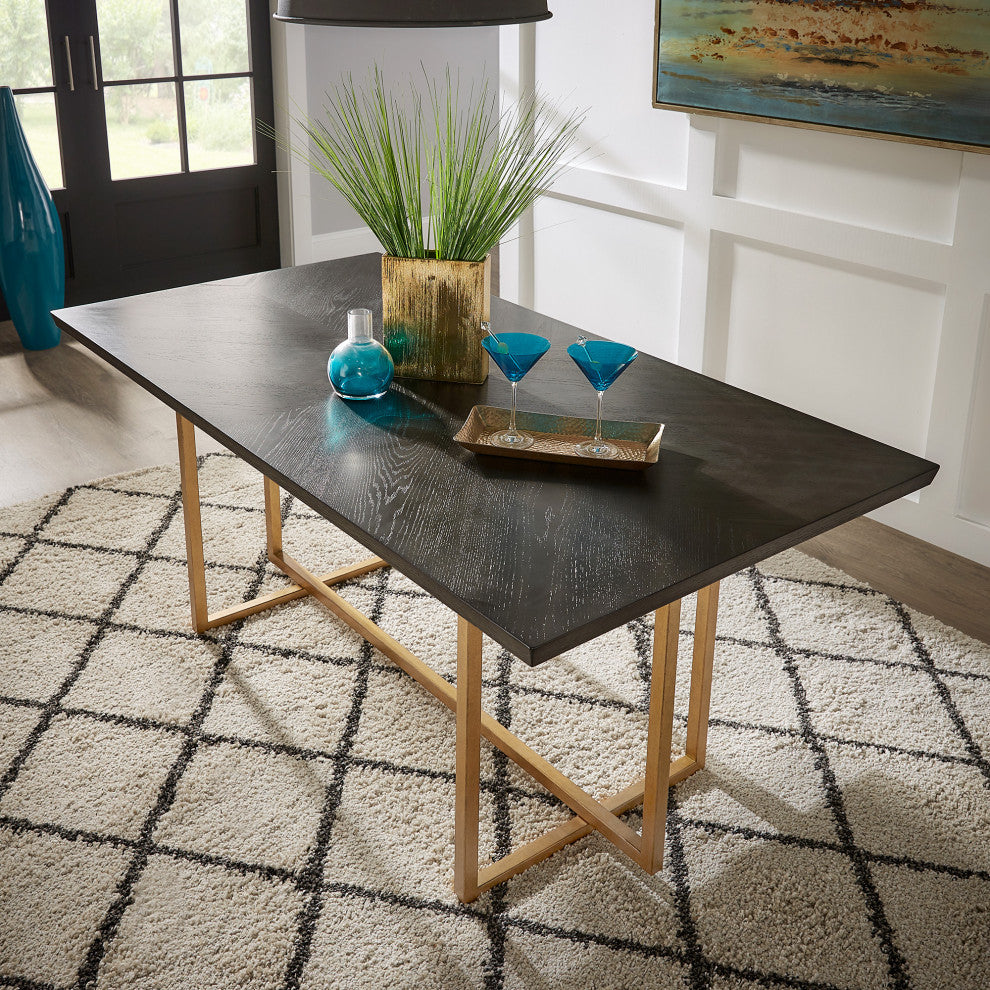 Chesher Gold Finish 68-inch Rectangular Dining Table