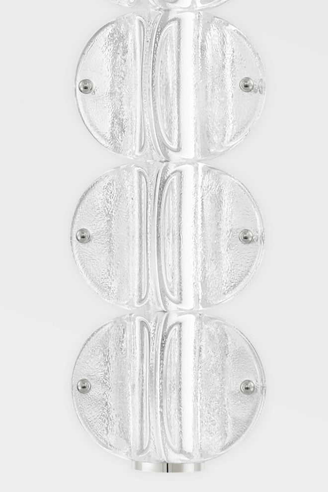 Lindley 5-Light LED Pendant, Polished Nickel Frame, Etched Shade