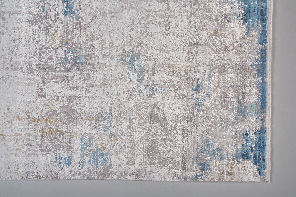 Weave & Wander Lindstra Ivory/Blue 7'9"x11' Rug