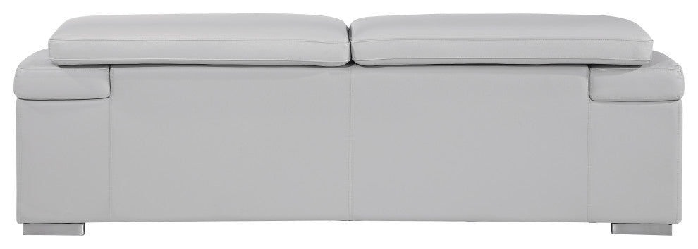 Milan Contemporary Genuine Italian Leather Loveseat Light Gray