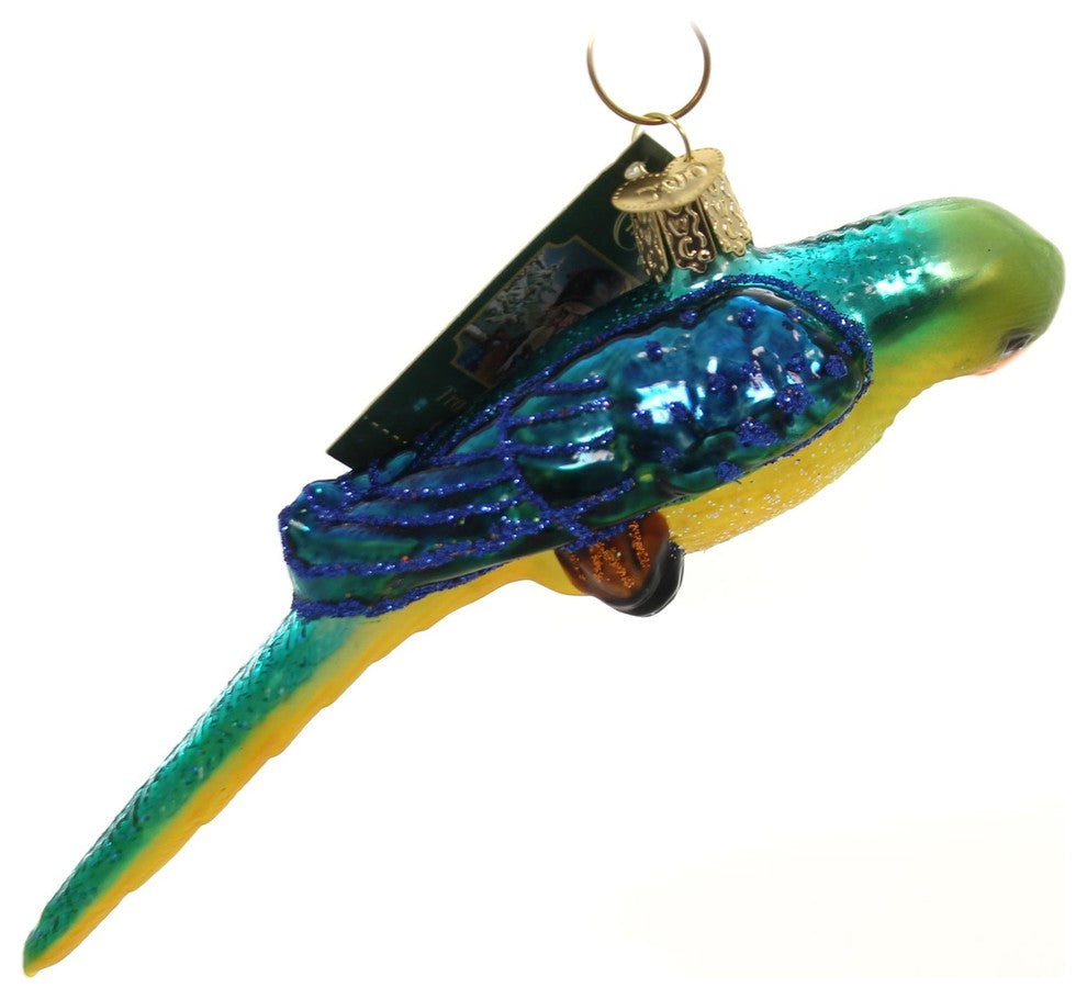 Old World Christmas Parakeet Glass Ornament Bird Talk 16038
