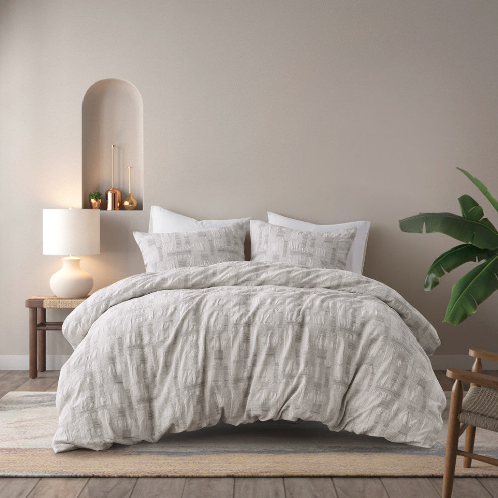 INK+IVY 3 Piece Cotton Jacquard Duvet Set