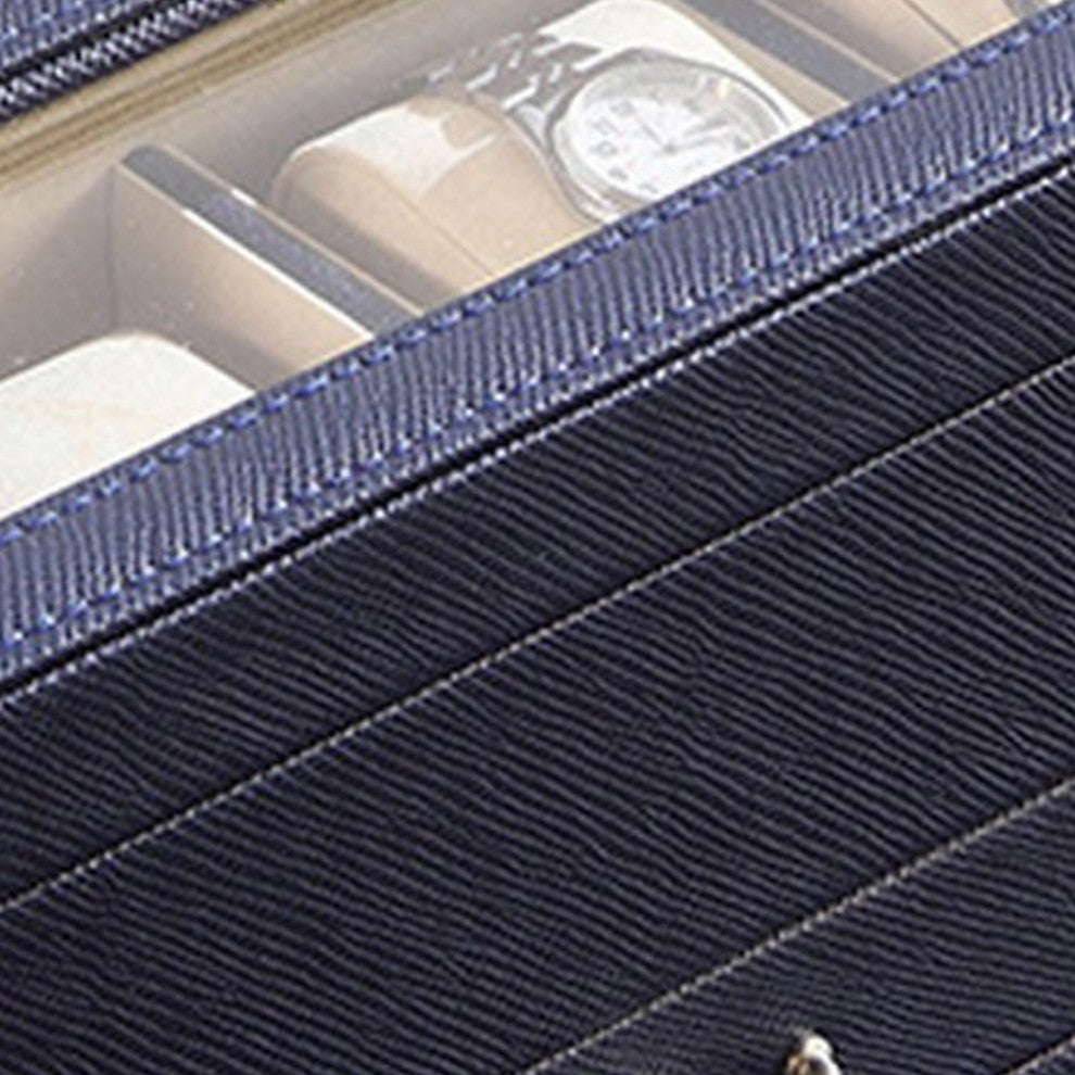 Benzara BM240949 Watch Case With Drawer Display and 4 Slots, Blue